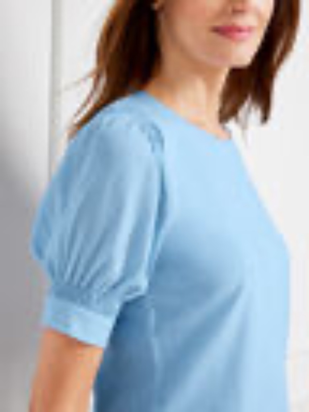 Talbots Woven Sleeve Crewneck Light Blue Tee Size 3X EUC